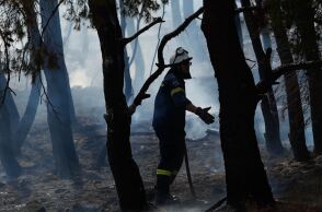 Πυροσβέστης επιχειρεί σε πυρκαγιά