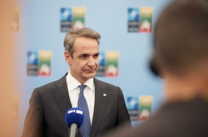 Ο Κυριάκος Μητσοτάκης κατά τη διάρκεια δηλώσεών του