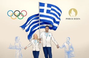 Γιάννης Αντετοκούνμπο - Αντιγόνη Ντρισμπιώτη στη γελοιογραφία του Χρήστου Παπανίκου