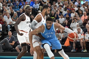 Στιγμιότυπο από τον αγώνα Γερμανία - Ελλάδα στους Ολυμπιακούς Αγώνες 2024