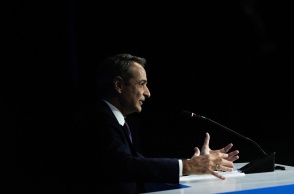 Ο Κυριάκος Μητσοτάκης κατά τη διάρκεια της συνέντευξης Τύπου στην 88η ΔΕΘ