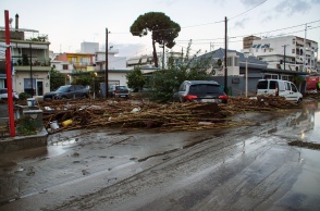 Εικόνα από τις καταστροφές στη Ρόδο από την κακοκαιρία Bora