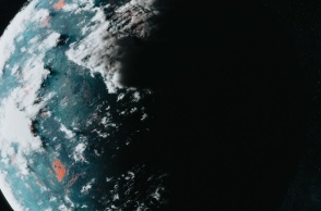 Πλανήτης γης από τη φωτισμένη του πλευρά 