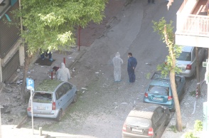 Το σημείο της έκρηξης στη Θεσσαλονίκη