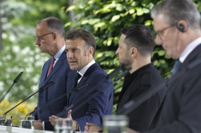 Ο Εμανουέλ Μακρόν και ο Βολοντίμιρ Ζελένσκι