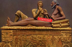 Ζευγάρι Ετρούσκων - ο άντρας γυμνός συζητάει με τη σύζυγό του 