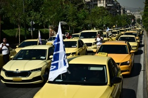 Ταξί στη σειρά κατά τη διάρκεια κινητοποίησης