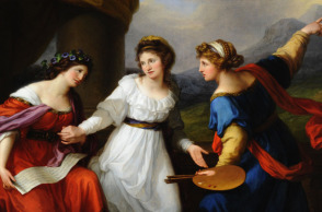 Ανγκέλικα Κάουφμαν, «Αυτοπροσωπογραφία της ζωγράφου σε δισταγμό μεταξύ των τεχνών της μουσικής και της ζωγραφικής»