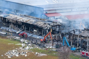 Η εικόνα της πτέρυγας στη Βιολάντα όπου καταγράφηκε η έκρηξη ένα 24ωρο μετά