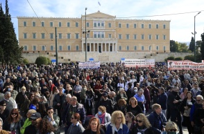 Στιγμιότυπο από παλαιότερο συλλαλητήριο για τα Τέμπη
