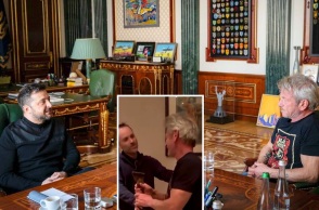 Ο Σον Πεν βραβεύτηκε στο Κίεβο με ένα συμβολικό Όσκαρ από συντρίμμια τρένου - Παρά τη νέα του νίκη στα κανονικά βραβεία, επέλεξε να βρίσκεται στην Ουκρανία.