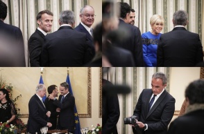 Στιγμιότυπα από τη δεξίωση προς τιμήν του ζεύγους Μακρόν στο Προεδρικό Μέγαρο