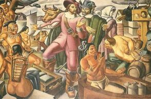 Πίνακας ζωγραφικής του 1937 έγινε viral - Το μυστηριώδες αντικείμενο που κρατά ιθαγενής στο έργο του Ουμπέρτο Ρομάνο μοιάζει με σύγχρονο κινητό τηλέφωνο.