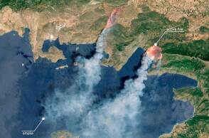 Τα πύρινα μέτωπα στη Βοιωτία όπως τα κατέγραψε δορυφόρος