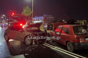 Εικόνα από το τροχαίο δυστύχημα στη Λαμία