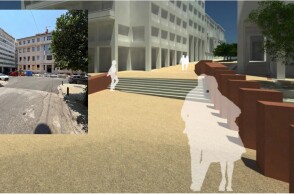 Μακέτα για την ανάπλαση στην πλατεία Θεάτρου (κεντρική) - Η τωρινή εικόνα (ένθετη)