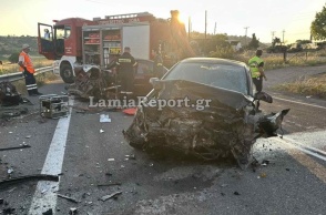 Εικόνα από το σημείο όπου καταγράφηκε το τροχαίο δυστύχημα στη Βοιωτία