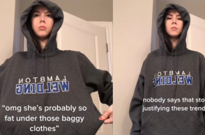 Η χρήστης @ihy69 διαμαρτυρόμενη για την επικράτηση του fat-shaming trend στο TikTok