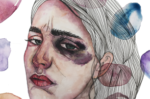 Ζωγραφιά για τη βία κατά των γυναικών - Γυναίκα με μώλωπες στο πρόσωπο