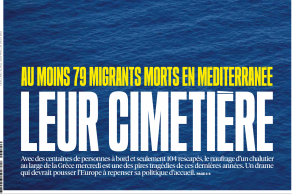 Το πρωτοσέλιδο της Liberation για το πολύνεκρο ναυάγιο της Πύλου