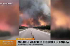 Στιγμιότυπο από πλάνο που δείχνει την έκταση της φωτιάς στον Καναδά