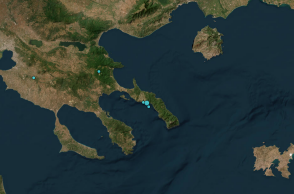 Το σημείο όπου καταγράφηκε ο σεισμός στο Άγιο Όρος στον χάρτη του Γεωδυναμικού Ινστιτούτου Αθηνών