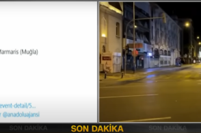 Εικόνα από την τουρκική τηλεόραση με δρόμο κατά τη διάρκεια του σεισμού