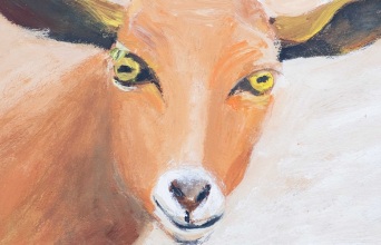 Όλγα Π., Κατσίκα IV, 2022: έργο από την έκθεση «Συλλογικό Γουργουρητό», Κτίριο Νόμπελ, Χαλάνδρι