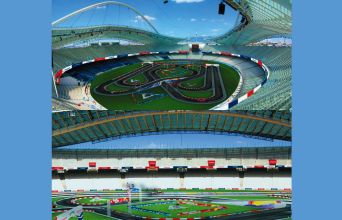 Ασφάλτινη πίστα 1,2χλμ. στα πρότυπα του Stade De France, για την υπερειδική «the bp ultimate super special stage» του 52ου Ράλλυ Ακρόπολις. ©www.stadia.gr