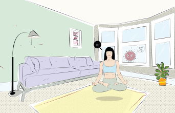 Σκίτσο με κορίτσι που κάνει yoga