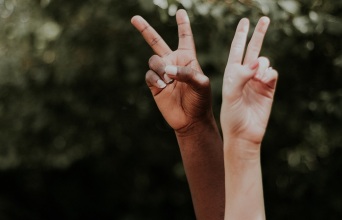 Δυο χέρια που κάνουν το σήμα της νίκης.