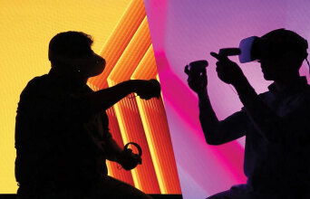 Γραφικό που δείχνει ανθρώπους να παίζουν Virtual Reality