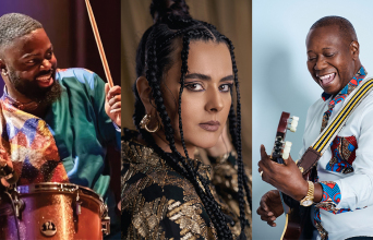 Οι Marcus Gilmore, Dina Elwedidi, Aurelio Martínez στη συναυλία λήξης του Rolex Arts Festival στο Μέγαρο