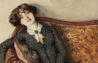 "Νεαρή που ονειροπολεί", υδατογραφία του Κονσταντίν Σομόφ, 1928