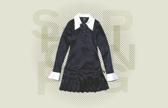 Μακρυμάνικο φόρεμα με πλισέ μίνι φούστα