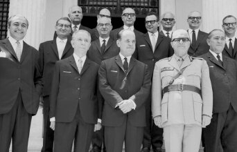 Ο Γ. Παπαδόπουλος και η κυβέρνησή του το 1968 © EUROKINISSI