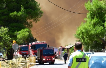 Εικόνα από την επιχείρηση κατάσβεσης της φωτιάς στη Βοιωτία