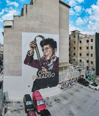 Το mural για τον Ένιο Μορικόνε στη Θεσσαλονίκη. 