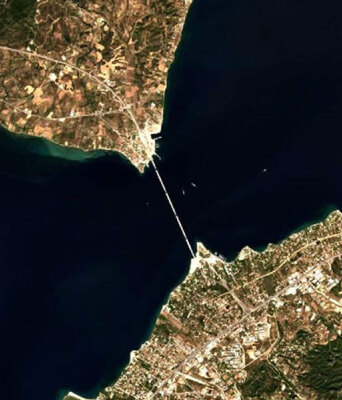 Δορυφορική φωτογραφία από τη γέφυρα του Ρίου - Αντιρρίου