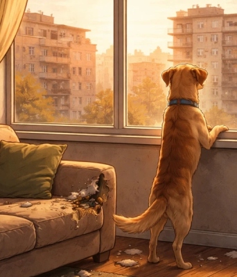 Πώς σκέφτεται ένας σκύλος όταν μένει μόνος στο σπίτι — και τι σημαίνει το περίφημο «άγχος αποχωρισμού»