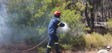 Πυροσβέστης επιχειρεί για την κατάσβεση φωτιάς