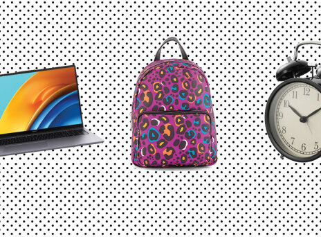 Laptop, σακίδιο πλάτης, ξυπνητήρι