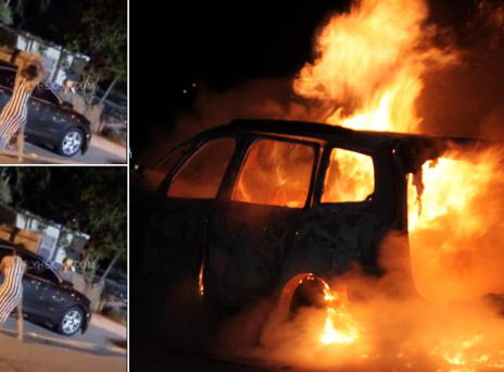 Απατημένη σύζυγος πυρπολεί το αυτοκίνητο του άνδρα της (video)