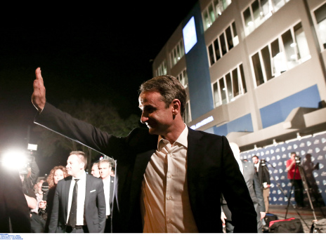 Ο Κυριάκος Μητσοτάκης στα κεντρικά γραφεία της ΝΔ 