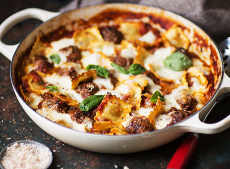 Ραβιόλι με κεφτεδάκια και παρμεζάνα 