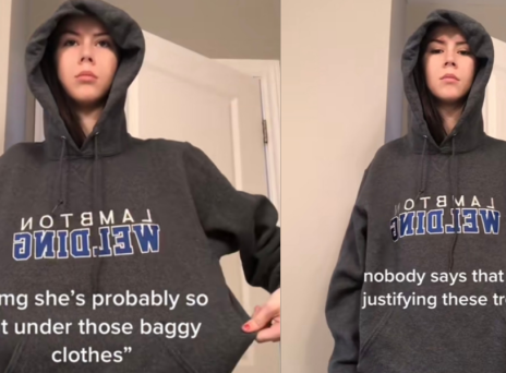 Η χρήστης @ihy69 διαμαρτυρόμενη για την επικράτηση του fat-shaming trend στο TikTok