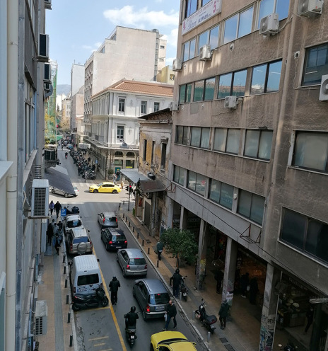 Οδός Ευριπίδου.  Διασταύρωση με την οδό Αθηνάς, 2022