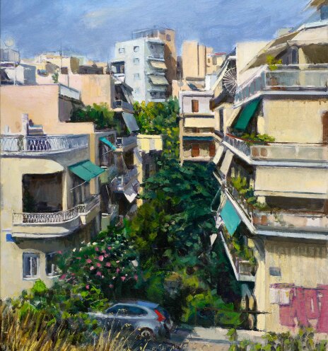 Αντώνης Σκαμπαβιρίας - «Πέρα από το μπετόν» στη Γκαλερί Σκουφά: Το έργο του «Οδός Άγρας», 55x80