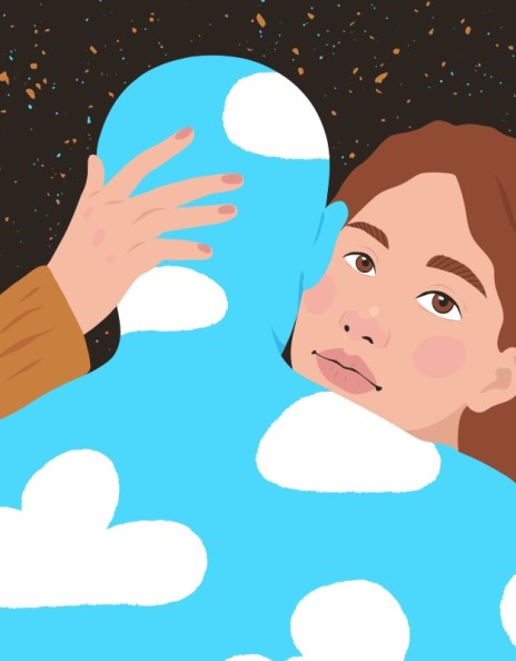 cartoon με κοπέλα που αγκαλιάζει κάποιον