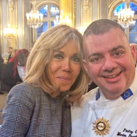 Η Μπριζίτ Μακρόν με τον Μάριο Αβέρωφ Παπαδόπουλο